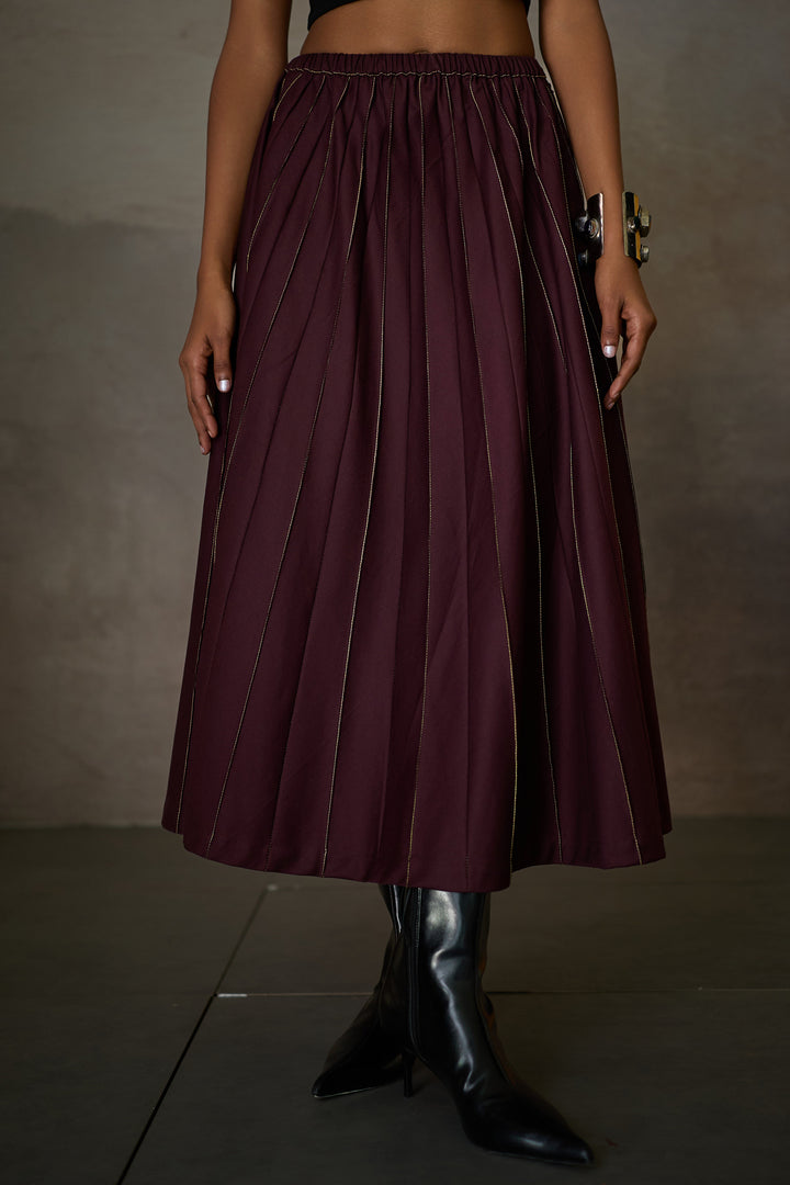 PINTUCK SOHO SKIRT SET- MERLOT