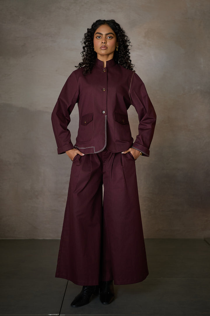 TAILORED BLAZER SET-MERLOT