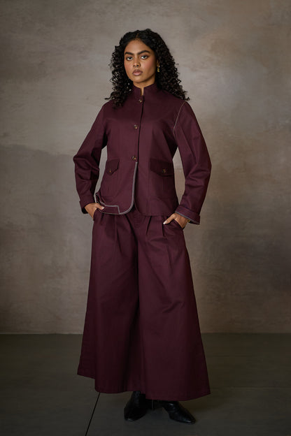 TAILORED BLAZER SET-MERLOT
