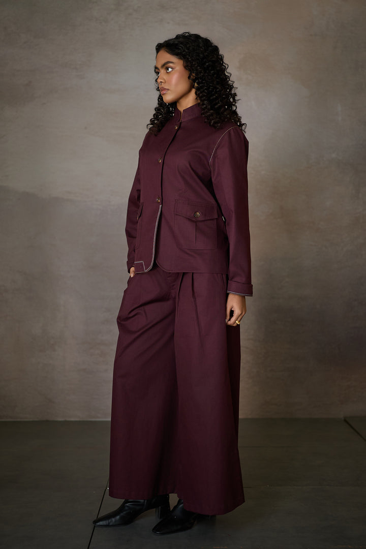 TAILORED BLAZER SET-MERLOT