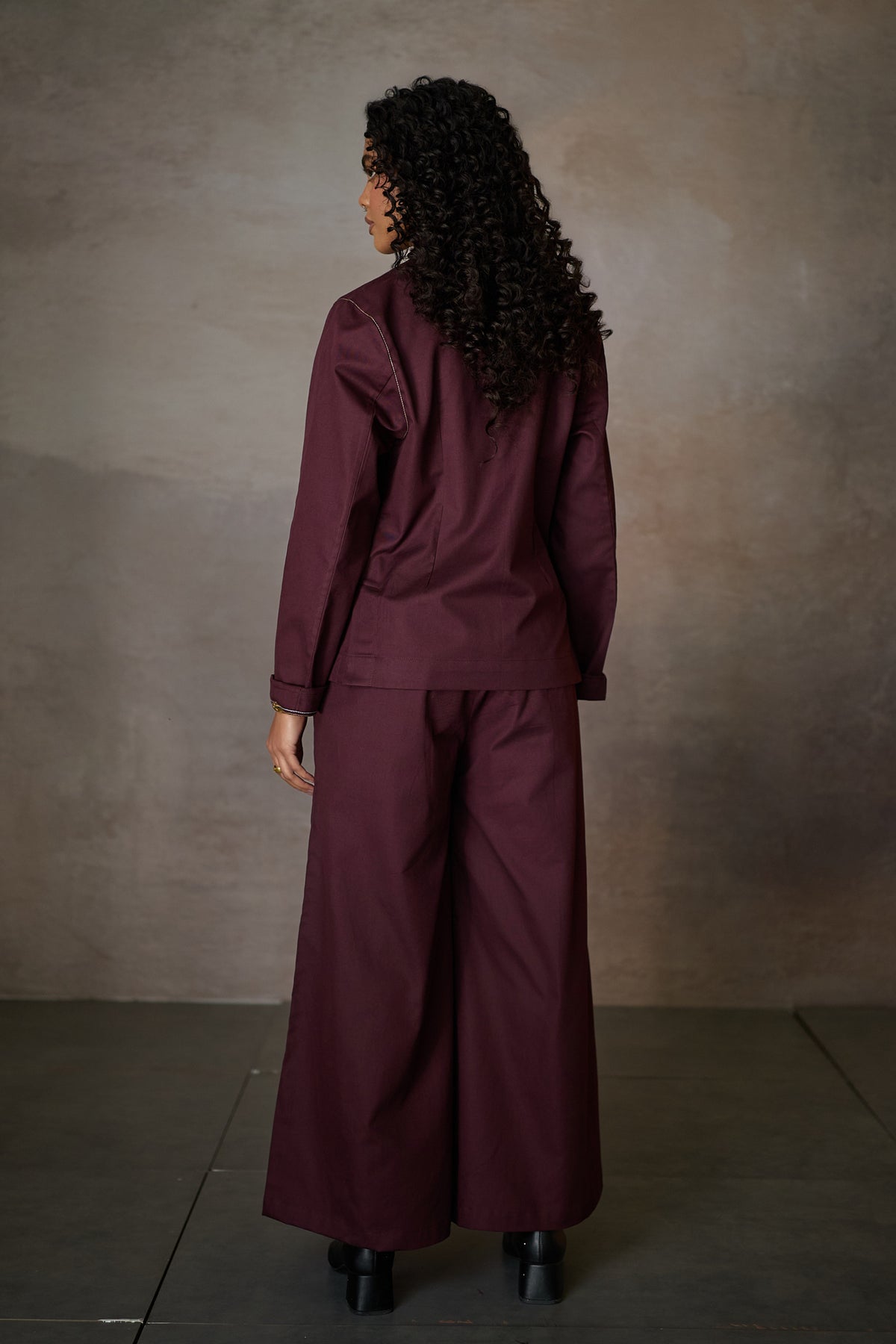 TAILORED BLAZER SET-MERLOT