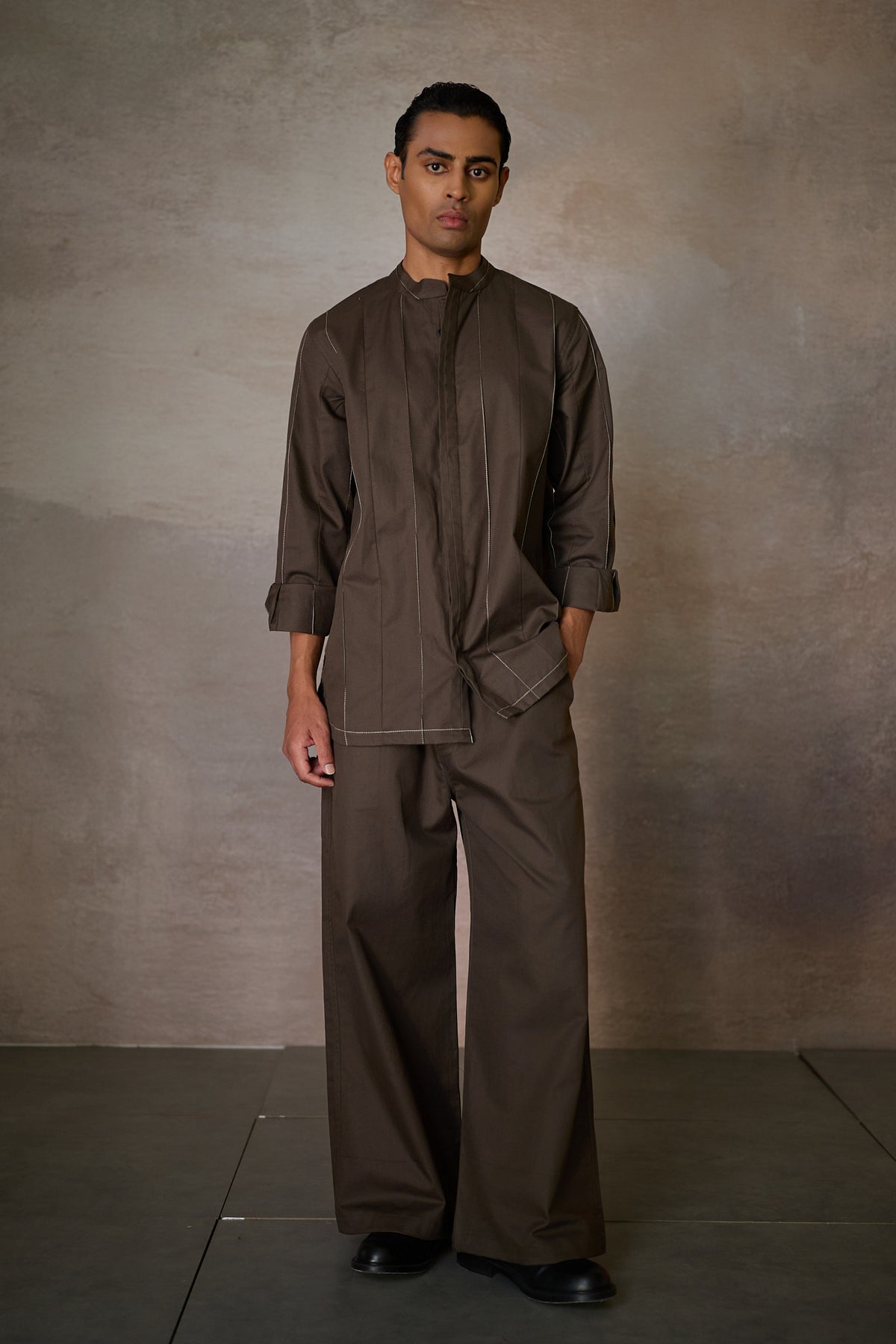 PINTUCK INDIE SHIRT- NOMAD OLIVE
