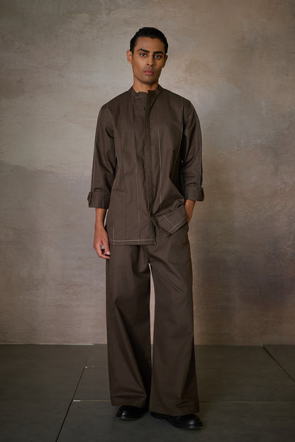 PINTUCK INDIE SHIRT- NOMAD OLIVE