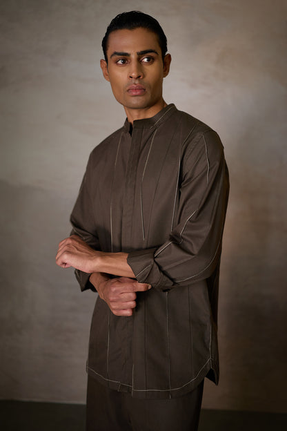 PINTUCK INDIE SHIRT- NOMAD OLIVE