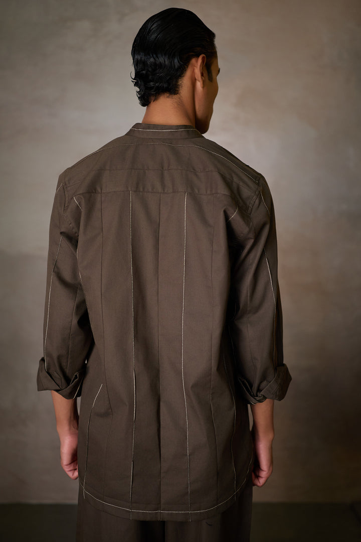 PINTUCK INDIE SHIRT- NOMAD OLIVE