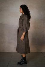 Load image into Gallery viewer, PINTUCK SHIRT DRESS- NOMAD OLIVE
