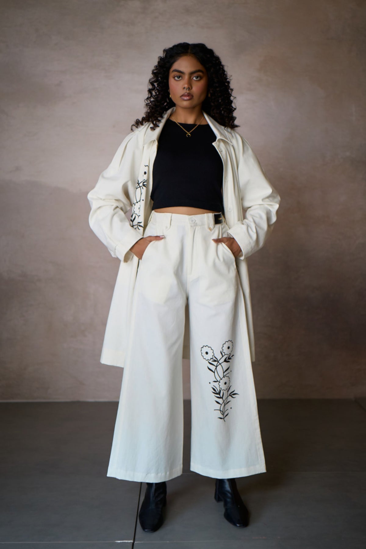 ADREA DOODLE PANTS-COTTON TWILL