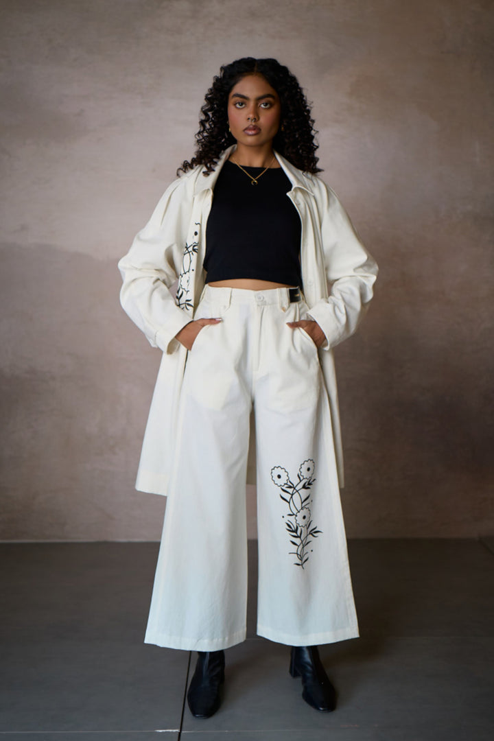 ADREA DOODLE PANTS-COTTON TWILL