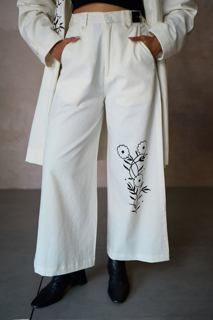 ADREA DOODLE PANTS-COTTON TWILL