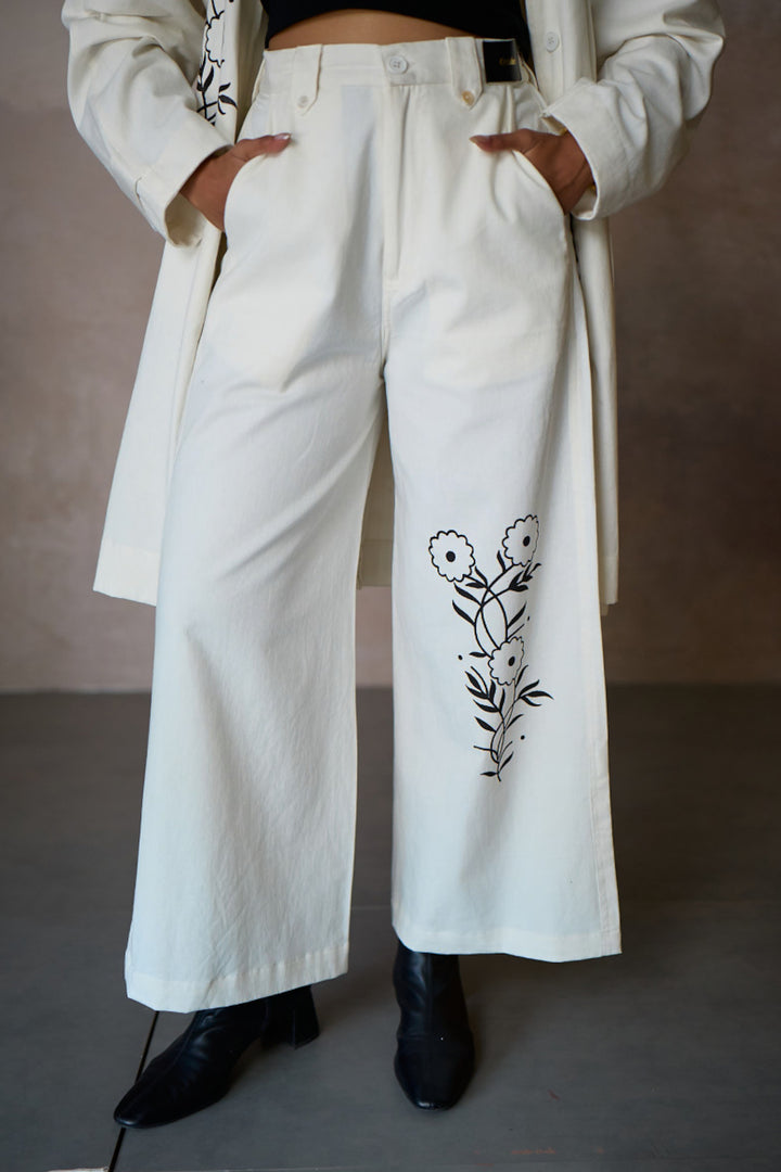 ADREA DOODLE PANTS-COTTON TWILL