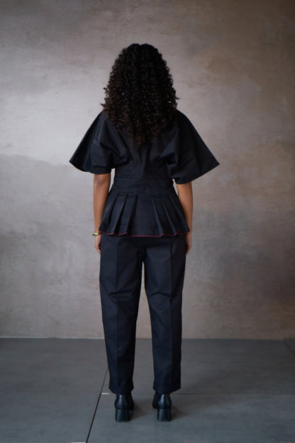 SABRINA PLEATED SET- BLACK
