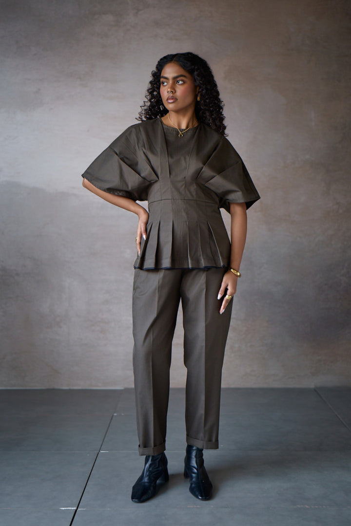 SABRINA PLEATED SET- NOMAD OLIVE