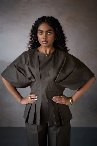 SABRINA PLEATED SET- NOMAD OLIVE