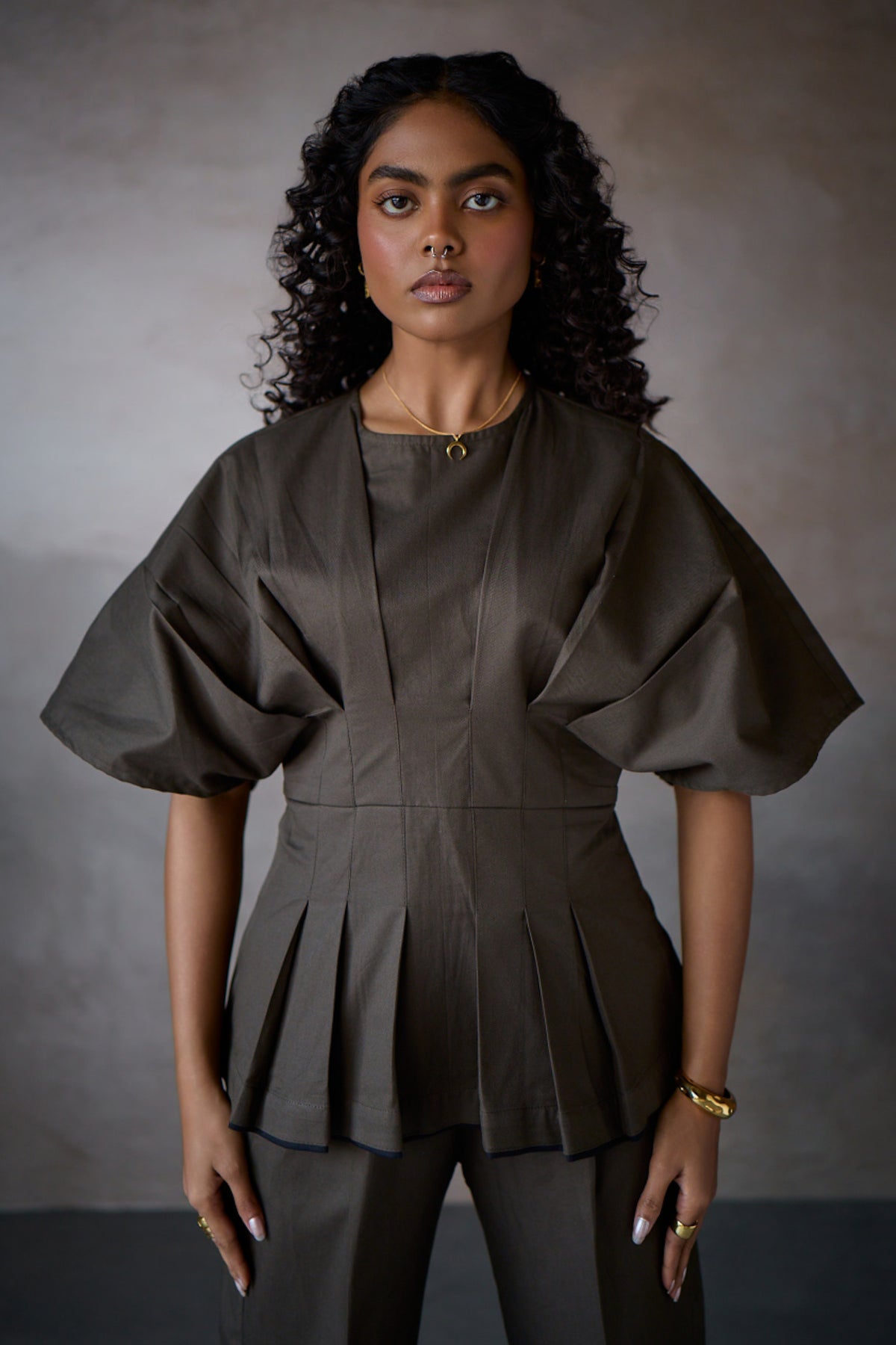 SABRINA PLEATED SET- NOMAD OLIVE