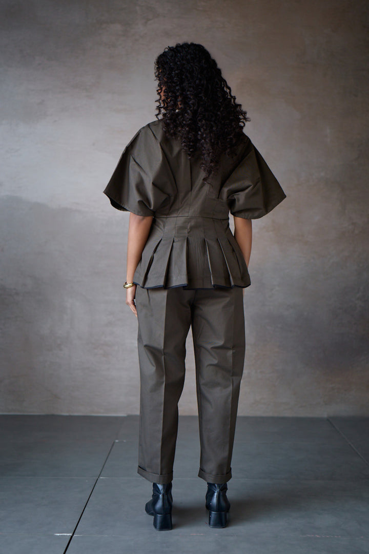 SABRINA PLEATED SET- NOMAD OLIVE