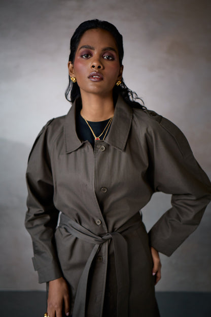ADREA TRENCH SET-NOMAD OLIVE