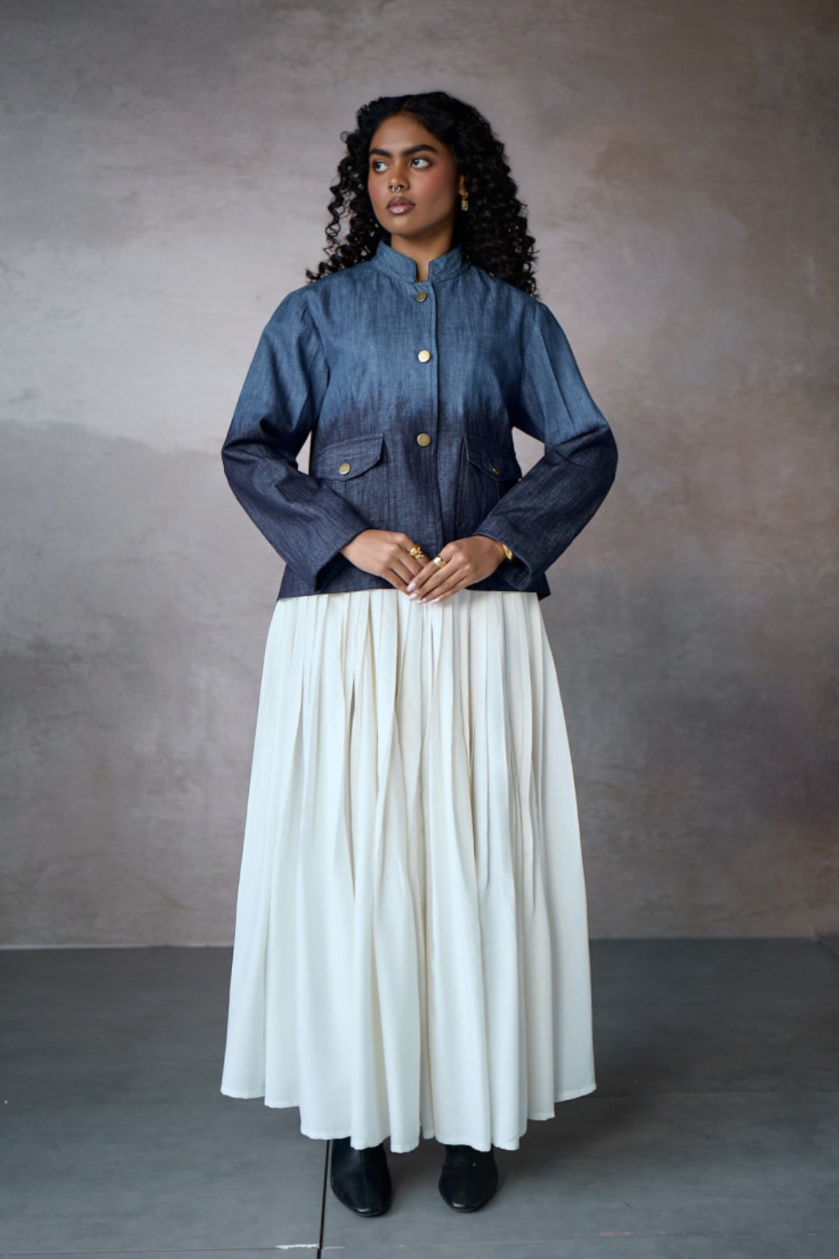 TONK GATHERED SKIRT-OFF WHITE