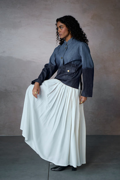 TONK GATHERED SKIRT-OFF WHITE