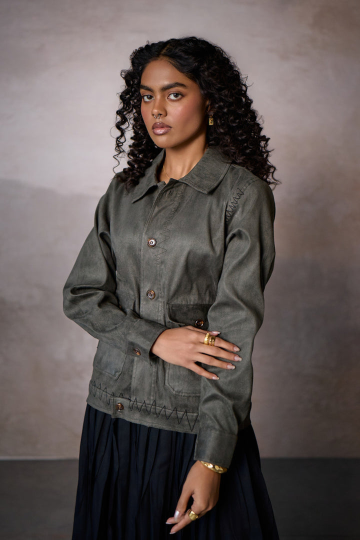 WABI SABI SUEDE JACKET -NOMAD OLIVE