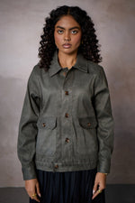 Load image into Gallery viewer, WABI SABI SUEDE JACKET -NOMAD OLIVE
