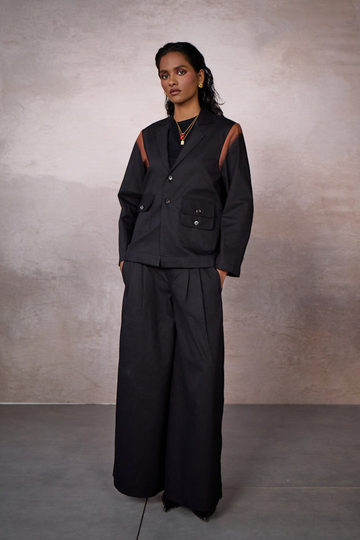 TAILORED BLAZER SET-BLACK