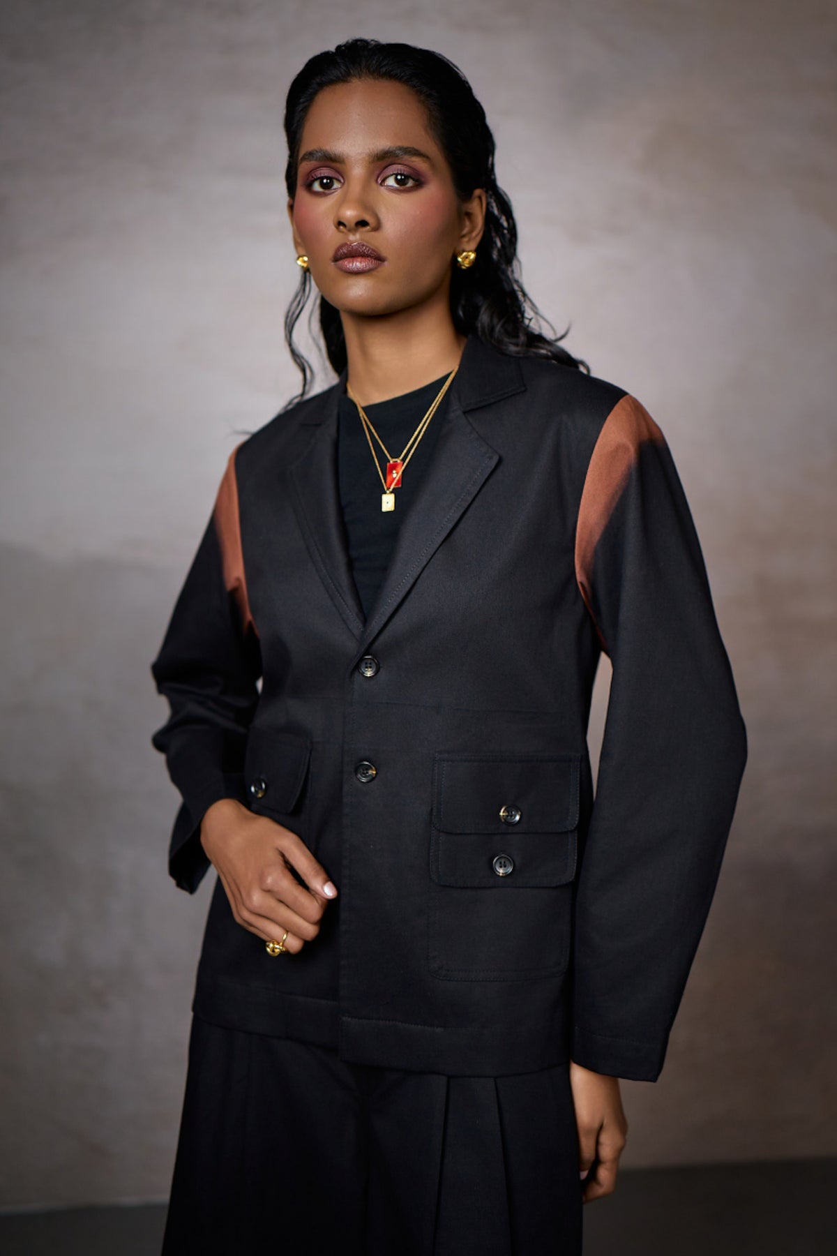 TAILORED BLAZER SET-BLACK