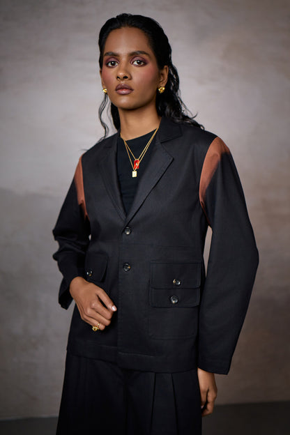 TAILORED BLAZER SET-BLACK