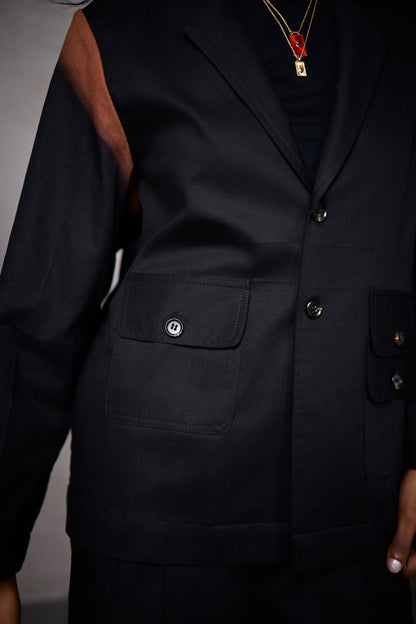 TAILORED BLAZER SET-BLACK