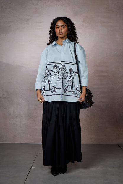 JASHN OVERSIZED SHIRT-SKY