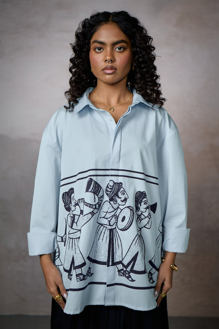 JASHN OVERSIZED SHIRT-SKY