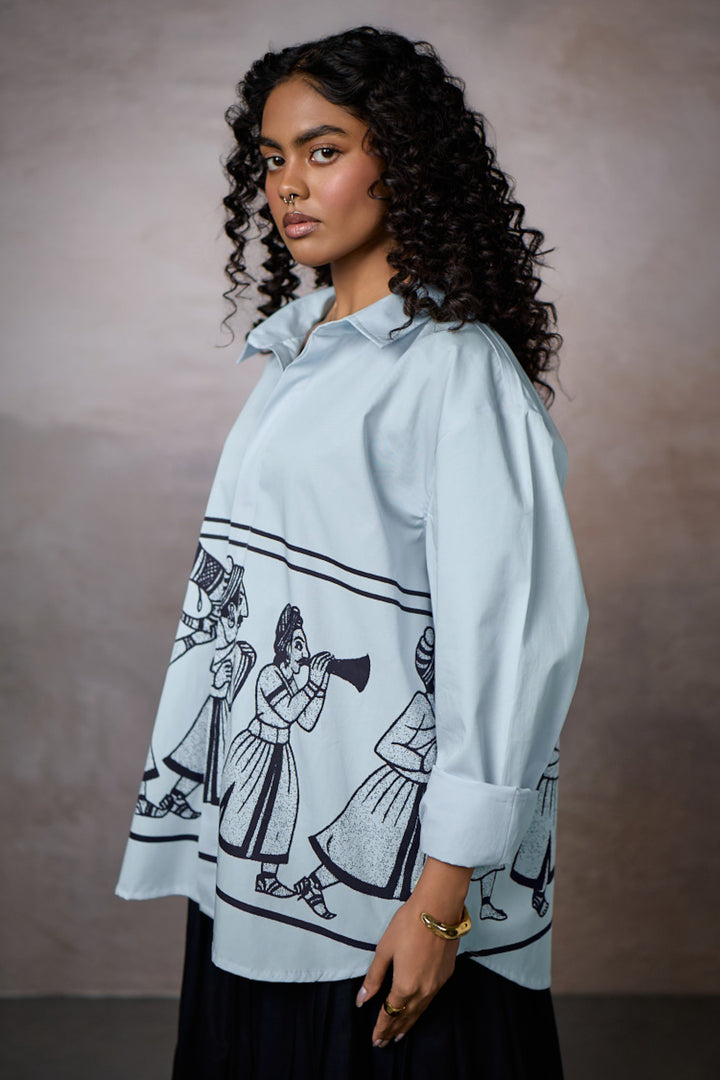 JASHN OVERSIZED SHIRT-SKY