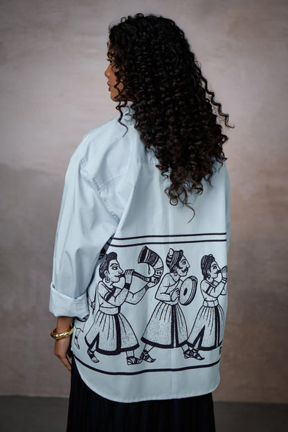 JASHN OVERSIZED SHIRT-SKY