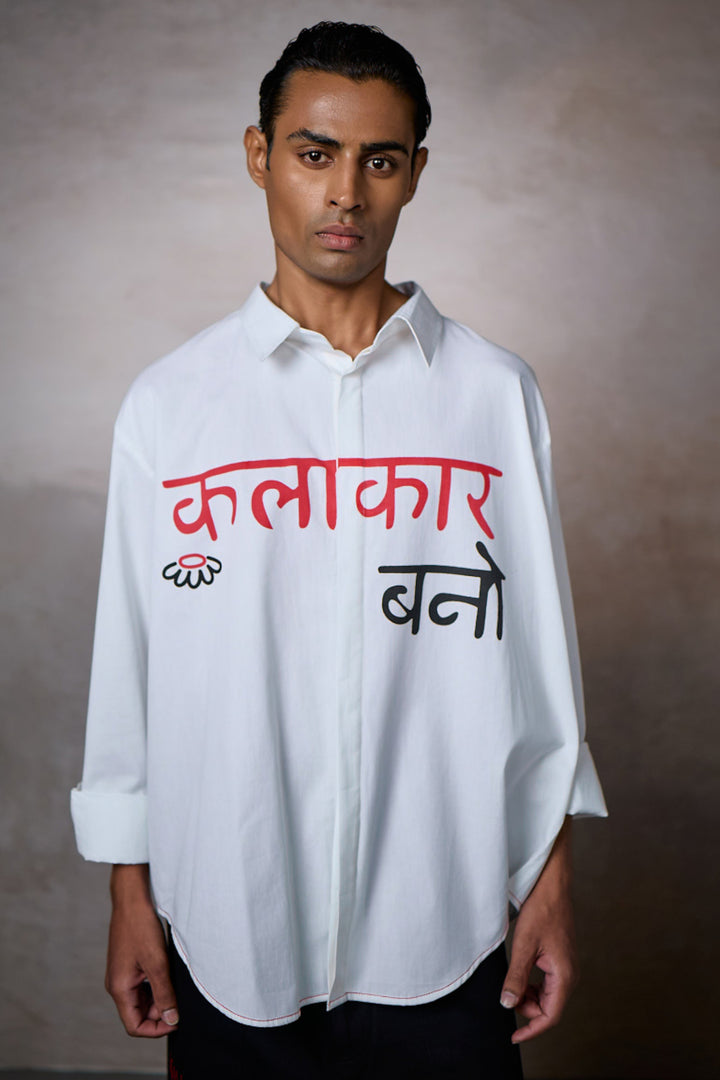KALAKAAR EMBLEM SHIRT- WHITE