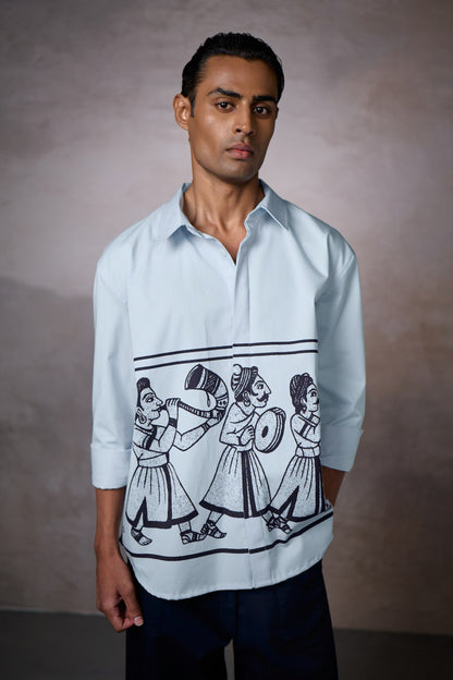 JASHN OVERSIZED SHIRT-SKY