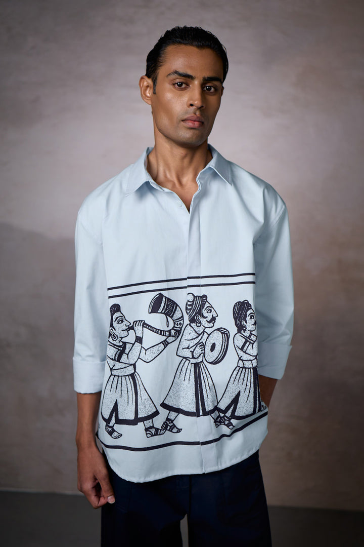 JASHN OVERSIZED SHIRT-SKY