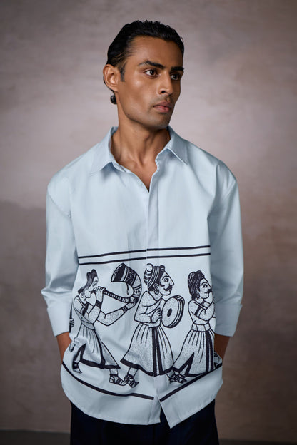 JASHN OVERSIZED SHIRT-SKY