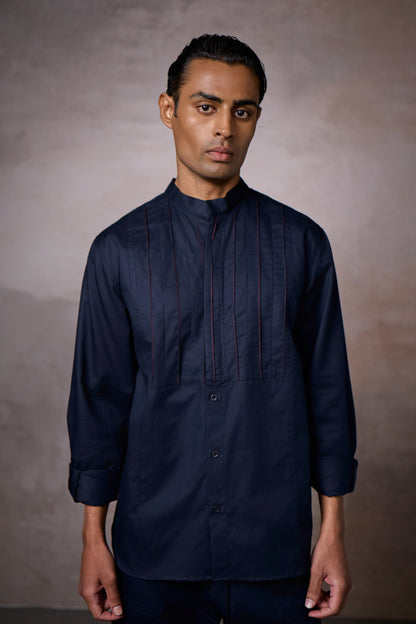 PINTUCK YOKE SHIRT-NAVY