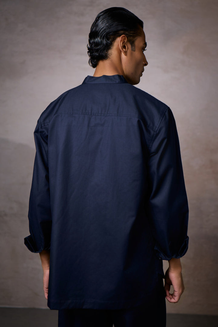 PINTUCK YOKE SHIRT-NAVY