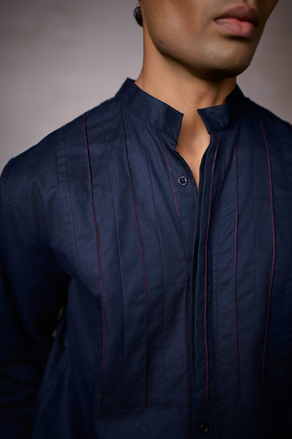 PINTUCK YOKE SHIRT-NAVY