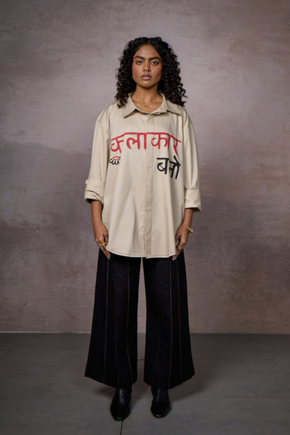 KALAKAAR  EMBLEM SHIRT- BEIGE