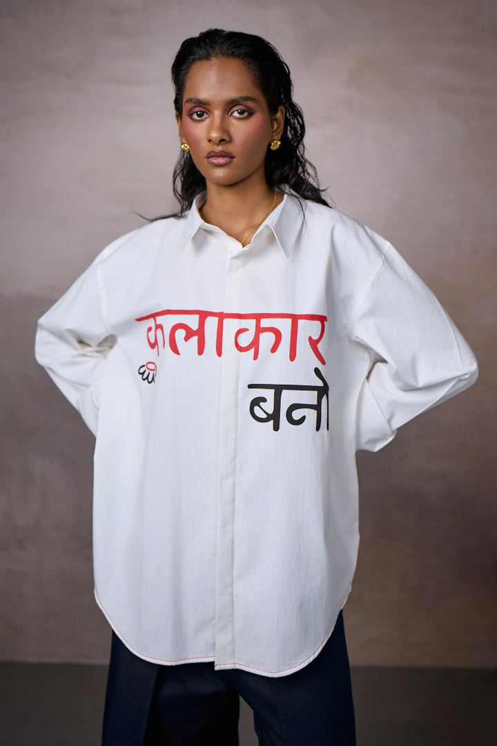 KALAKAAR  EMBLEM SHIRT- WHITE