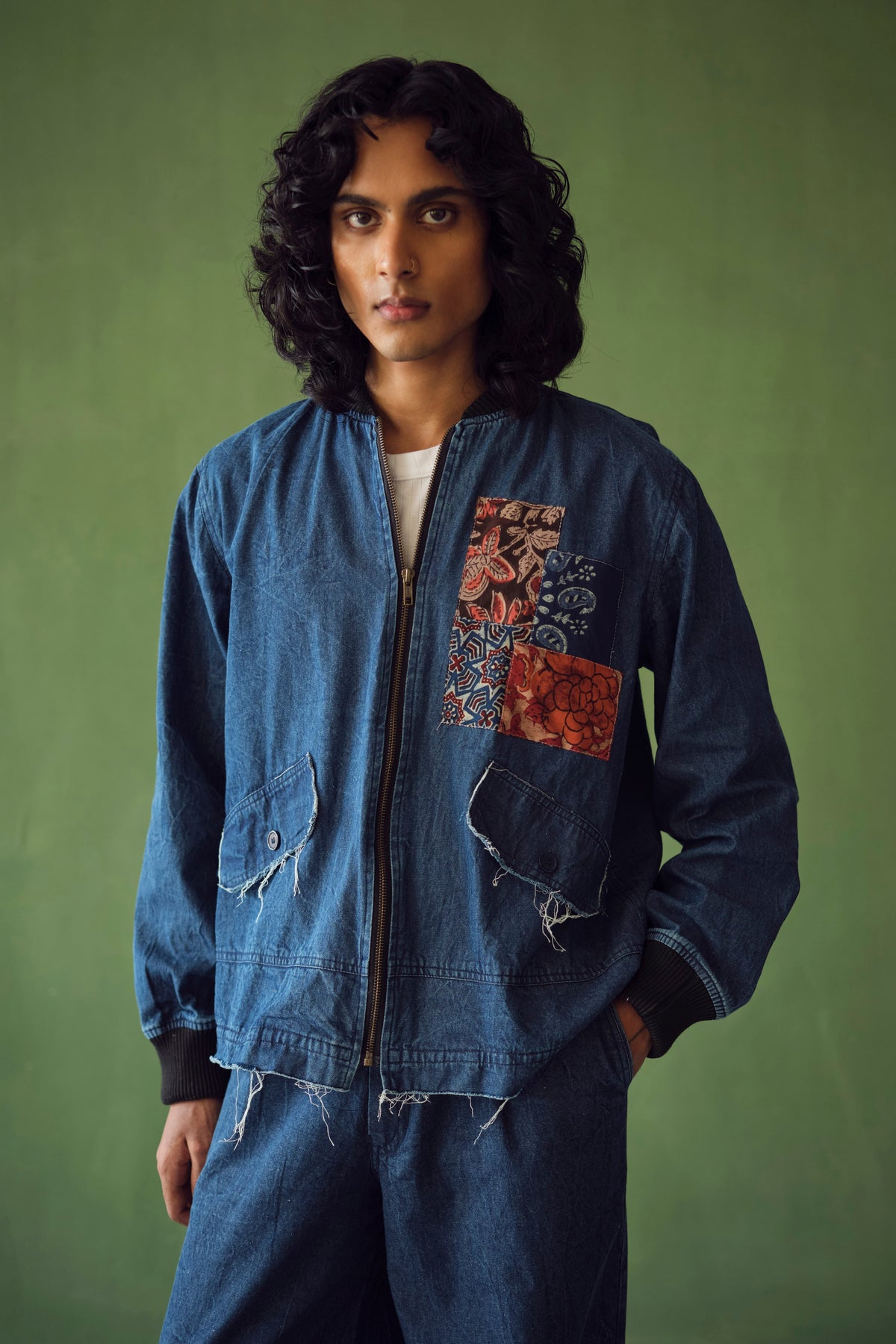 BOMBER DENIM SET -PATCHWORK
