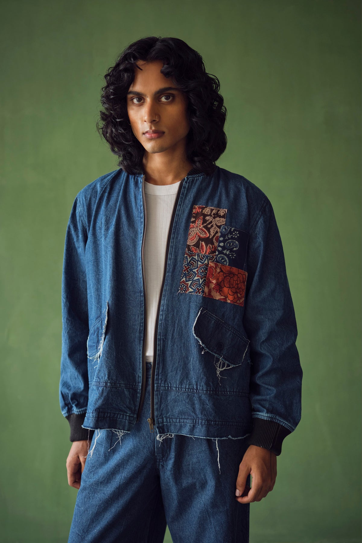 BOMBER DENIM SET -PATCHWORK