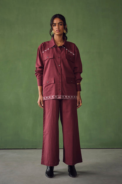 VOYCE SAFARI SHIRT-MAROON