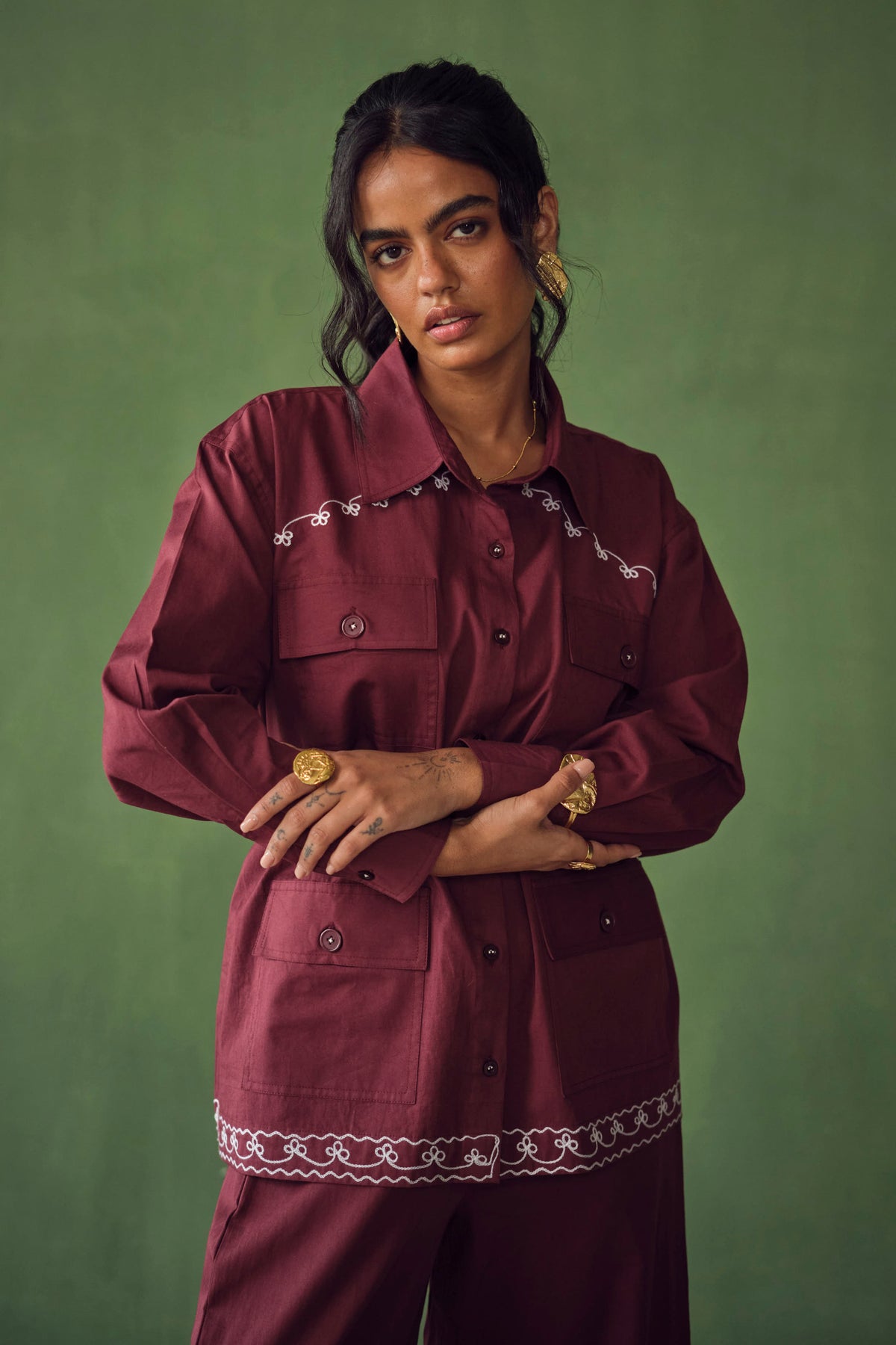 VOYCE SAFARI SHIRT-MAROON