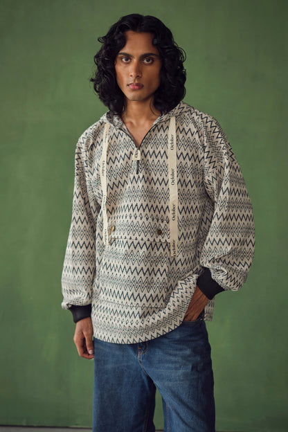 BOIS OVERSIZED CHEVRON HOODIE -BLACK