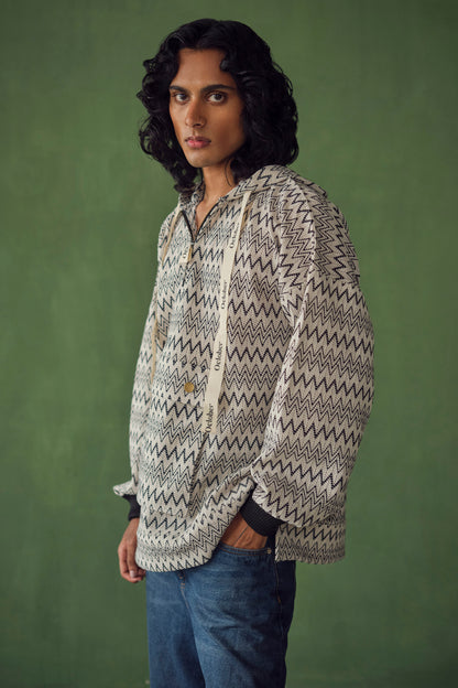 BOIS OVERSIZED CHEVRON HOODIE -BLACK