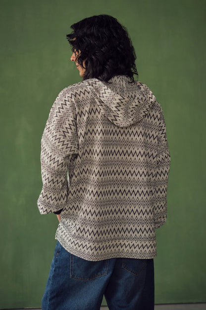 BOIS OVERSIZED CHEVRON HOODIE -BLACK