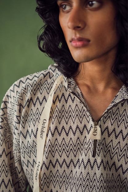 BOIS OVERSIZED CHEVRON HOODIE -BLACK