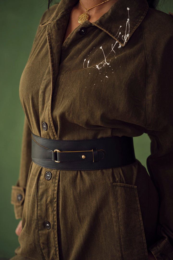 CRAY-  MINIMALIST LEATHER BELT BLACK